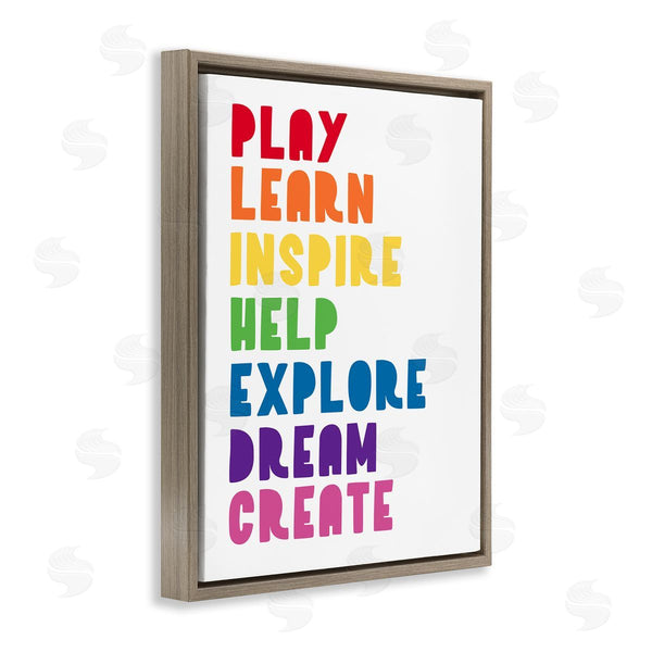 Stupell Industries Anna Quach | Play Learn Inspire Create Phrase List Rainbow Text Wall Art