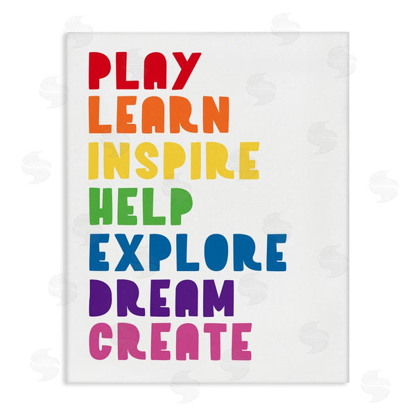 stupell industries Anna Quach | Play Learn Inspire Create Phrase List Rainbow Text Wall Art