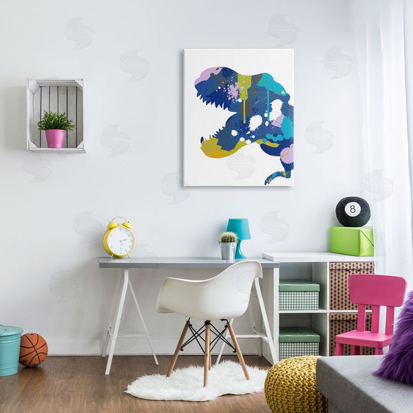 Stupell Industries Anna Quach | T-rex Dinosaur Silhouette Graffiti Paint Abstract Pattern Wall Art