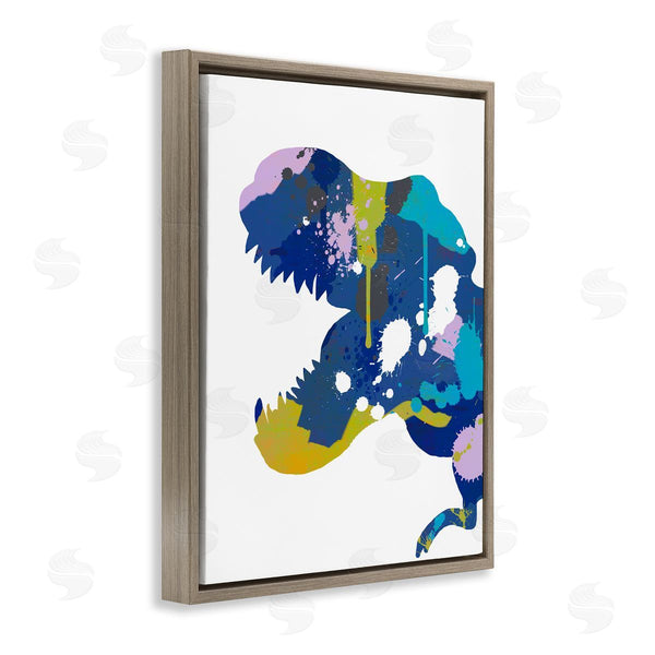 Stupell Industries Anna Quach | T-rex Dinosaur Silhouette Graffiti Paint Abstract Pattern Wall Art