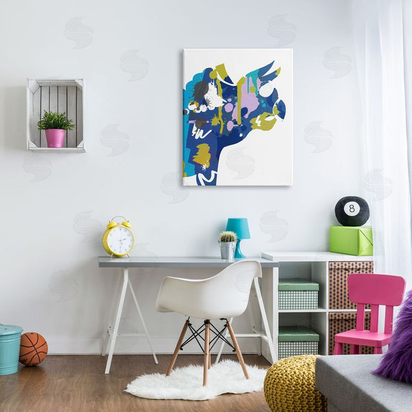 Stupell Industries Anna Quach | Triceratops Dinosaur Silhouette Abstract Graffiti Paint Pattern Wall Art