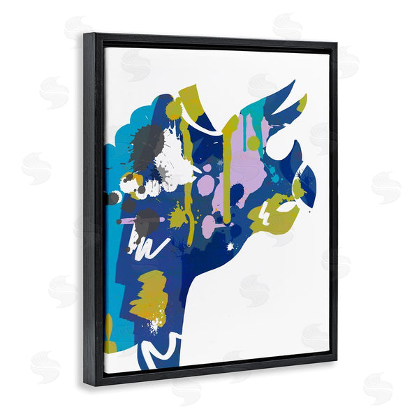 Stupell Industries Anna Quach | Triceratops Dinosaur Silhouette Abstract Graffiti Paint Pattern Wall Art