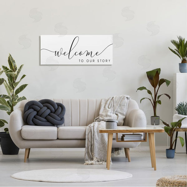 Stupell Industries Anna Quach | Welcome To Our Story Fancy Loving Cursive Script Wall Art
