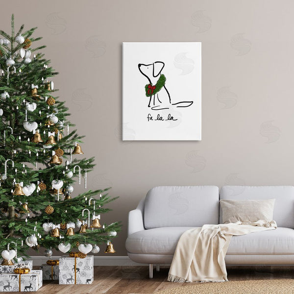 Stupell Industries Anna Whitham | Fa La La Holiday Caroling Dog Line Doodle Wreath Wall Art