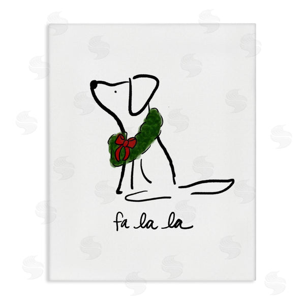 stupell industries Anna Whitham | Fa La La Holiday Caroling Dog Line Doodle Wreath Wall Art