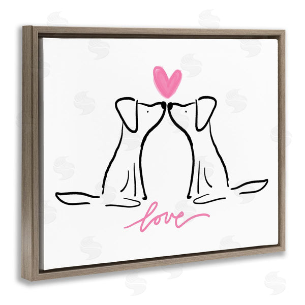 Stupell Industries Anna Whitham | Love Typography Two Dogs Kissing Line Doodle Wall Art