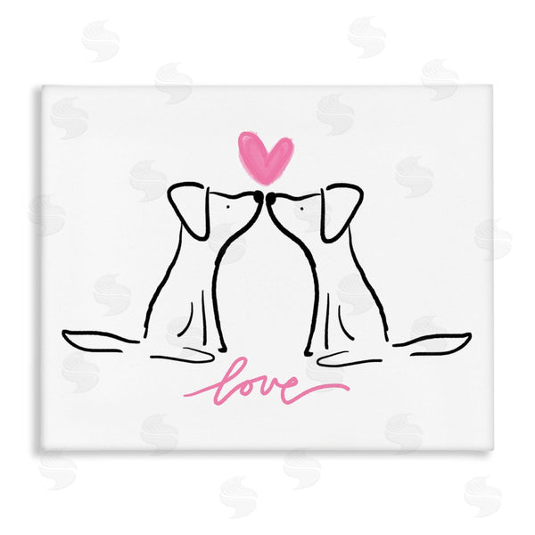 stupell industries Anna Whitham | Love Typography Two Dogs Kissing Line Doodle Wall Art