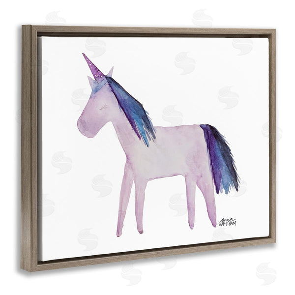 Stupell Industries Anna Whitham | Purple Fantasy Unicorn Pony Watercolor Effect Painting Wall Art
