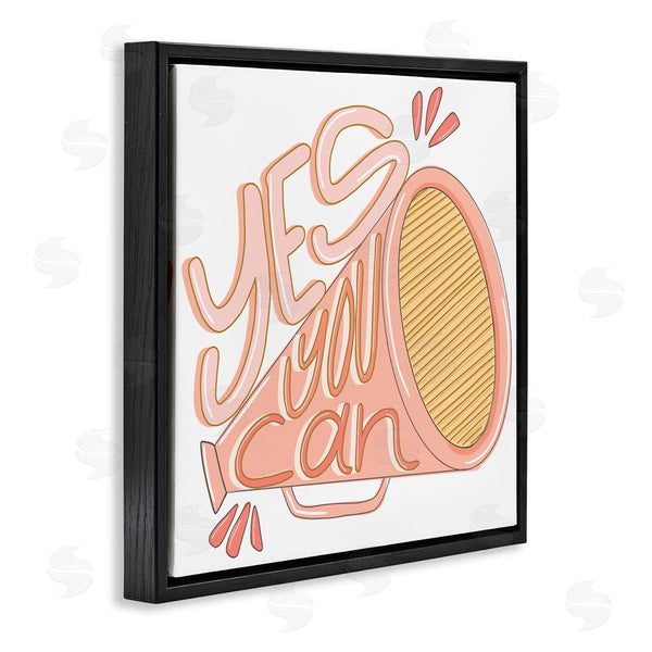 Stupell Industries Anna Whitham | Yes You Can Megaphone Cheerleader Shout Motivational Phrase Wall Art