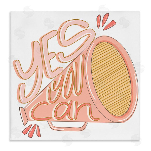 stupell industries Anna Whitham | Yes You Can Megaphone Cheerleader Shout Motivational Phrase Wall Art