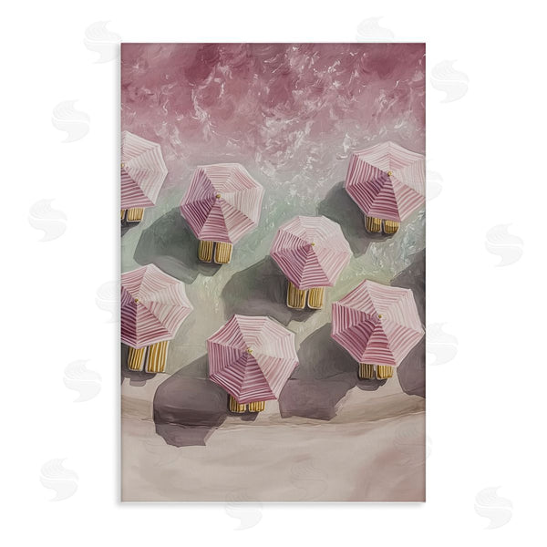 stupell industries Annabelle Hall | Aerial Pink Beach Umbrellas