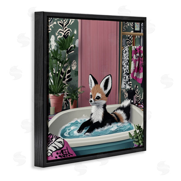 Stupell Industries Annabelle Hall | Bathing Fox In Tropical Bathroom