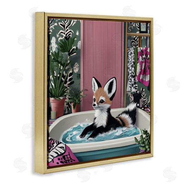 Stupell Industries Annabelle Hall | Bathing Fox In Tropical Bathroom