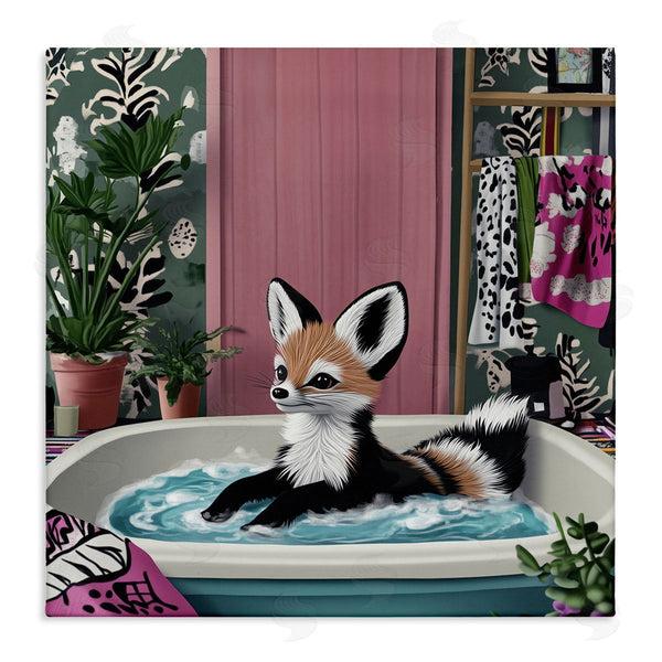 stupell industries Annabelle Hall | Bathing Fox in Tropical Bathroom