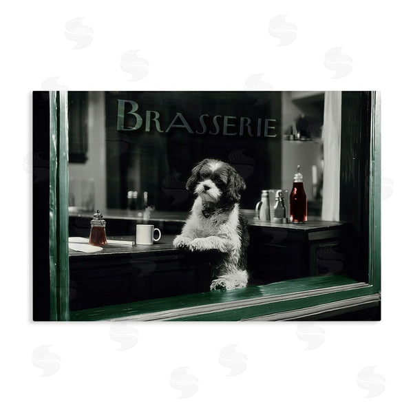 stupell industries Annabelle Hall | Brasserie Vintage Dog in Window