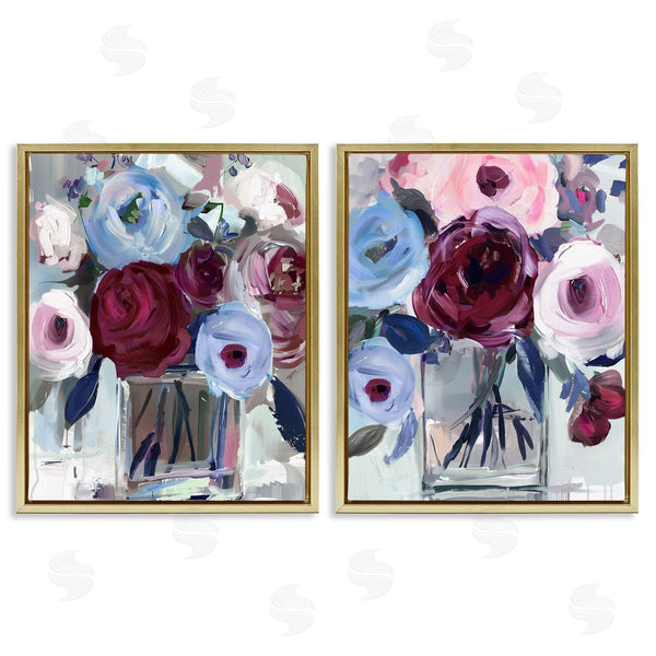 Stupell Industries Annabelle Hall | Burgundy & Blue Bouquets