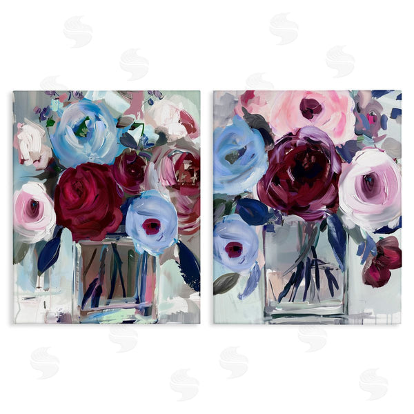 stupell industries Annabelle Hall | Burgundy & Blue Bouquets