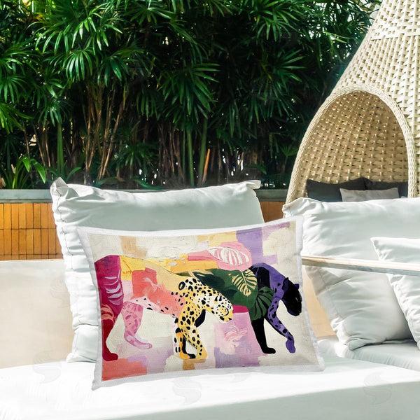 Stupell Industries Annabelle Hall | Candy Cats Tropical Wildlife Printed Throw Pillow