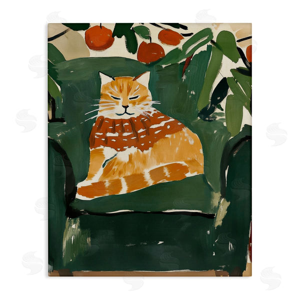 stupell industries Annabelle Hall | Chill Tabby Cat with Fruits