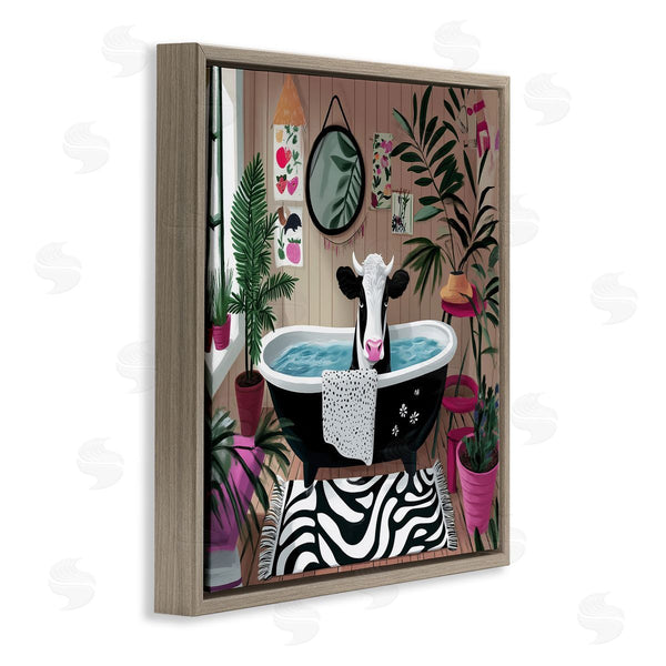 Stupell Industries Annabelle Hall | Cow In Modern Bathroom Space