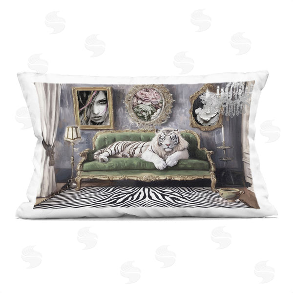 stupell industries Annabelle Hall | Languid Tiger in Opulent Space Printed Throw Pillow