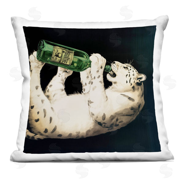 stupell industries Annabelle Hall | Leopard Absinthe Bottle Printed Throw Pillow