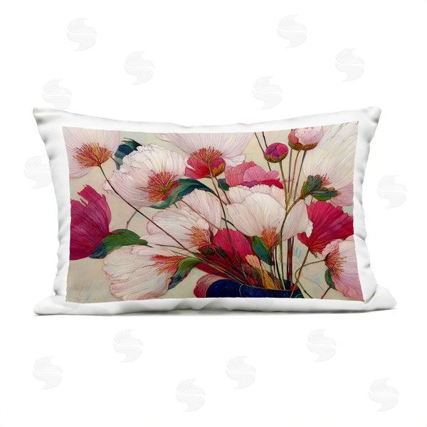 Stupell Industries Annabelle Hall | Lush Haiku Pink & White Flowers Printed Throw Pillow
