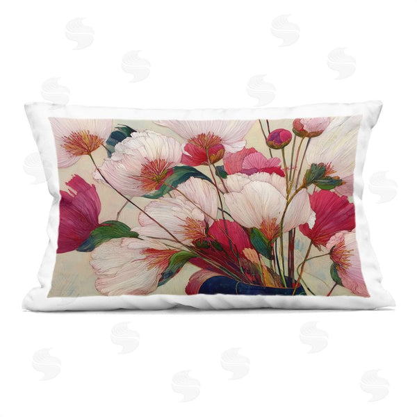 stupell industries Annabelle Hall | Lush Haiku Pink & White Flowers Printed Throw Pillow