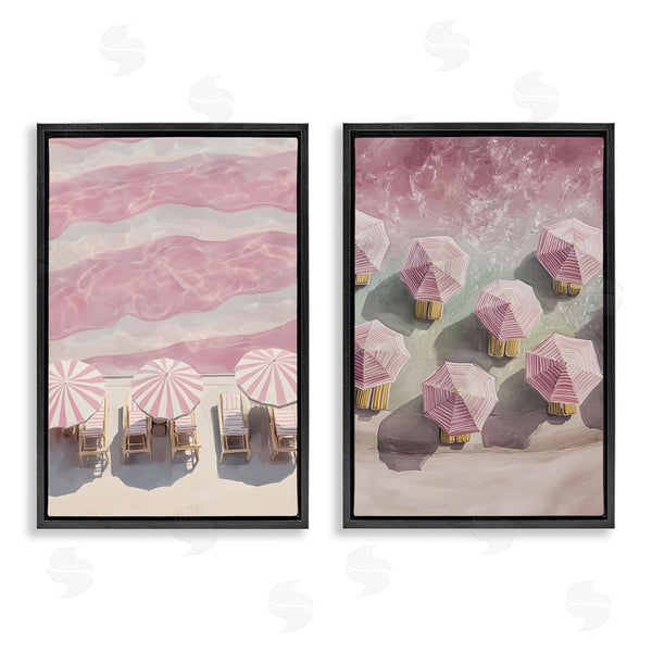 Stupell Industries Annabelle Hall | Pink Umbrellas On Beach