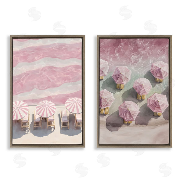 Stupell Industries Annabelle Hall | Pink Umbrellas On Beach