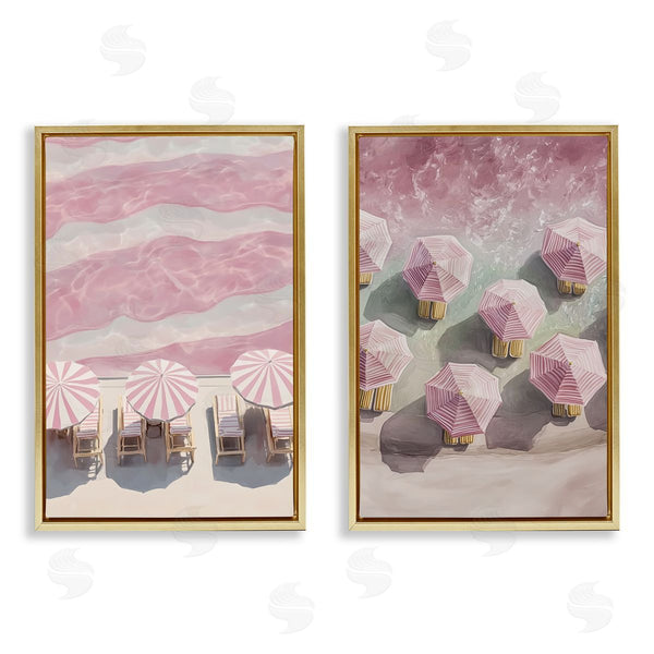Stupell Industries Annabelle Hall | Pink Umbrellas On Beach