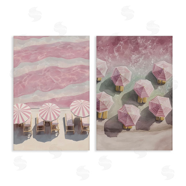 stupell industries Annabelle Hall | Pink Umbrellas on Beach
