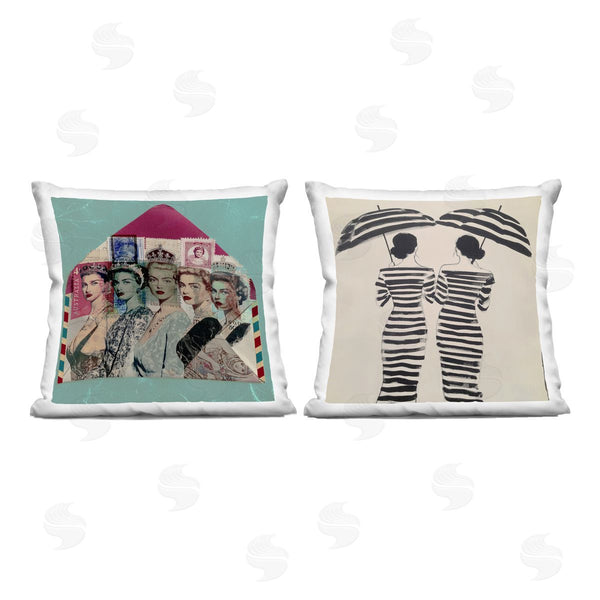 stupell industries Annabelle Hall | Postal Glam & Fashionistas Printed Throw Pillow Set