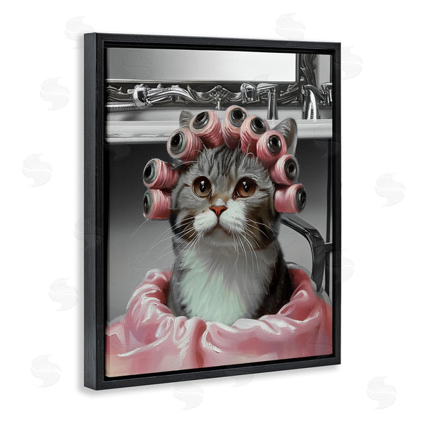 Stupell Industries Annabelle Hall | Spa Day Cat With Hair Rollers