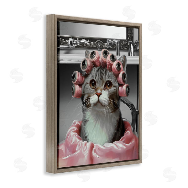 Stupell Industries Annabelle Hall | Spa Day Cat With Hair Rollers