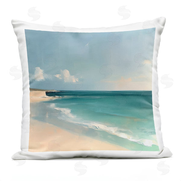 Stupell Industries Annabelle Hall | Turquoise Horizons Abstraction Printed Throw Pillow