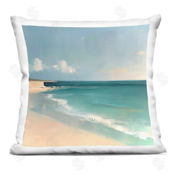 stupell industries Annabelle Hall | Turquoise Horizons Abstraction Printed Throw Pillow