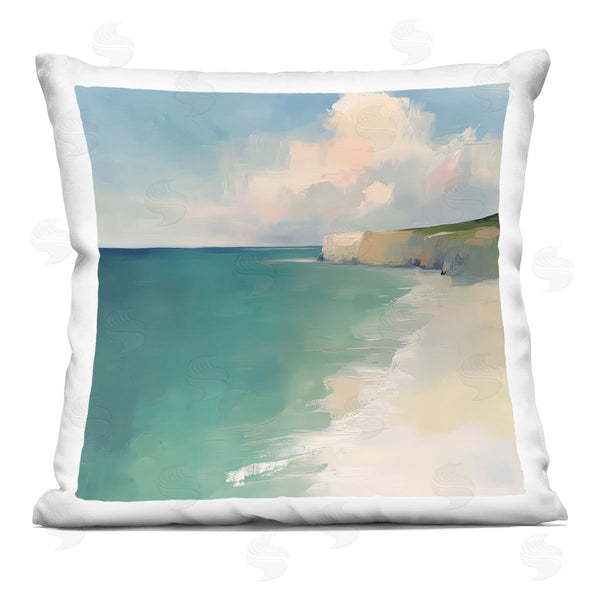 stupell industries Annabelle Hall | Turquoise Horizons Beach Landscape Printed Throw Pillow