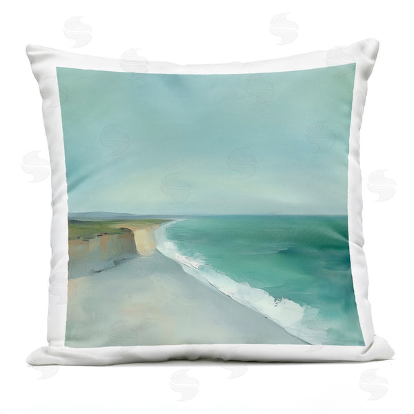 Stupell Industries Annabelle Hall | Turquoise Horizons Coast Landscape Printed Throw Pillow