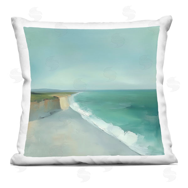 stupell industries Annabelle Hall | Turquoise Horizons Coast Landscape Printed Throw Pillow