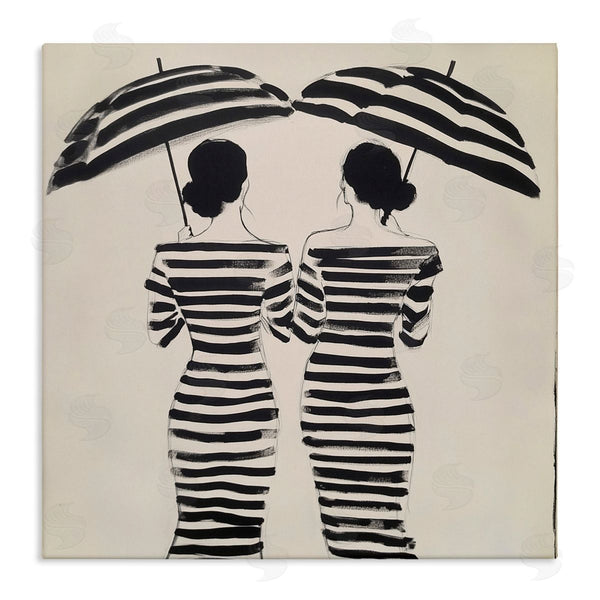 stupell industries Annabelle Hall | Two Women in Rain Stripes