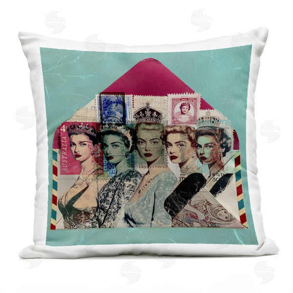 Stupell Industries Annabelle Hall | Vintage Queens Postal Collection Printed Throw Pillow