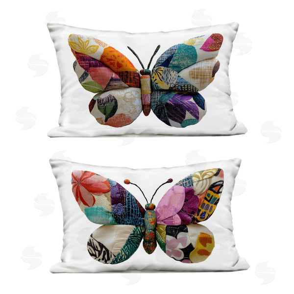 Stupell Industries Annabelle Hall | Vivid Patchwork Butterflies Printed Throw Pillow Set