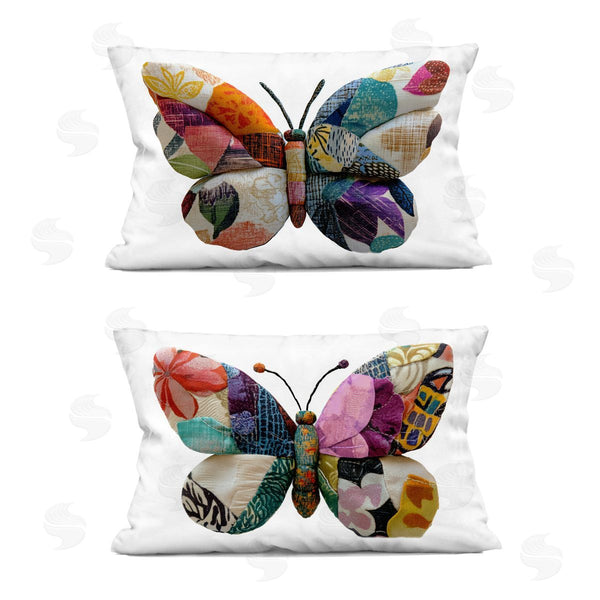 stupell industries Annabelle Hall | Vivid Patchwork Butterflies Printed Throw Pillow Set
