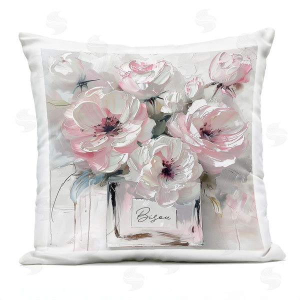 Stupell Industries Annabelle Hall | White & Subtle Pink Bouquet Printed Throw Pillow