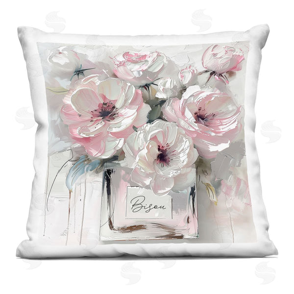 stupell industries Annabelle Hall | White & Subtle Pink Bouquet Printed Throw Pillow