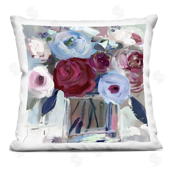 stupell industries Annabelle Hall | Wine and Wedgewood Flowers Printed Throw Pillow