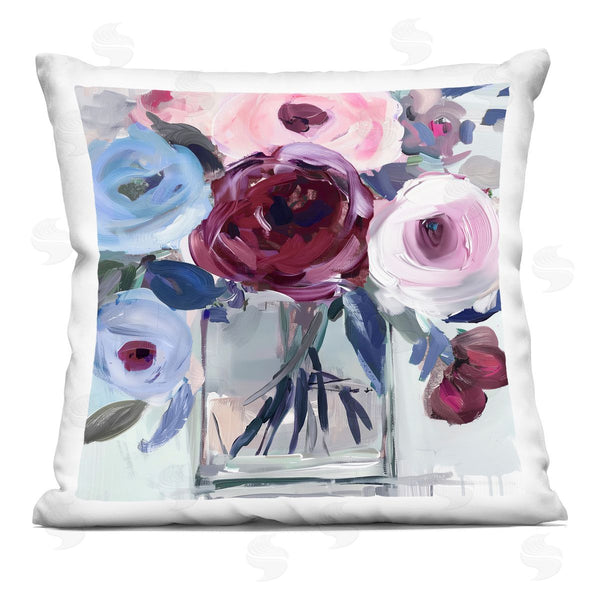 stupell industries Annabelle Hall | Wine & Wedgewood Bouquet Printed Throw Pillow