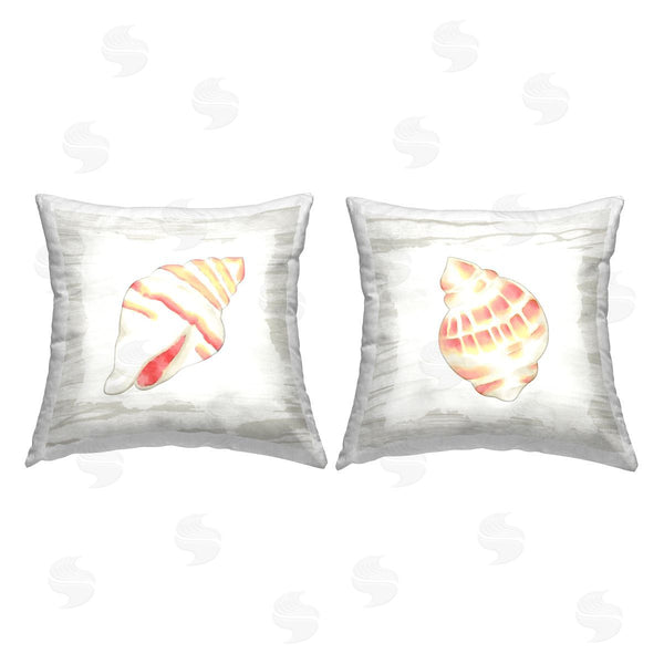 stupell industries Anne Bailey | Aquatic Conch Shells Printed Throw Pillow Set