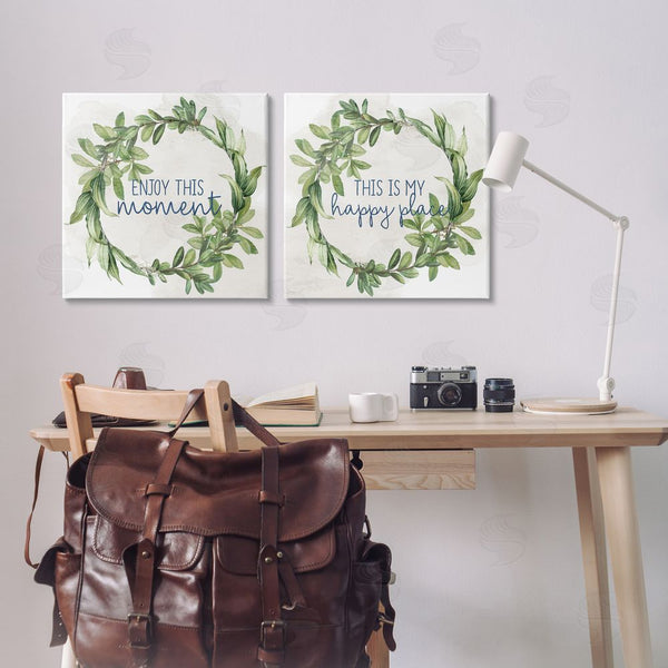 Stupell Industries Anne Bailey | Enjoy Happy Greenery Wreath Wall Art